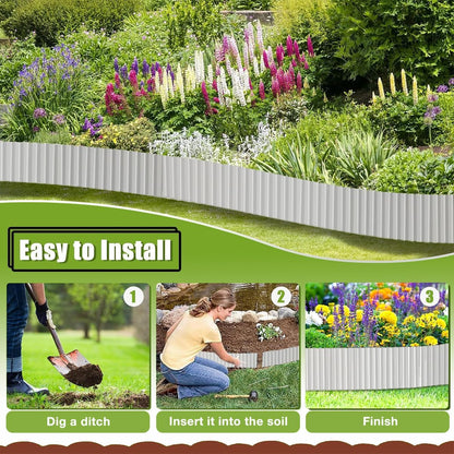 Corrugated Metal Garden Edging 6inch x 40ft, Landscape Edging Border, Flower Bed Edging Borders, Galvanized Edging Long Strips Yard Border for Lawn Edging Borders, Plants, Walkways (Silvery)