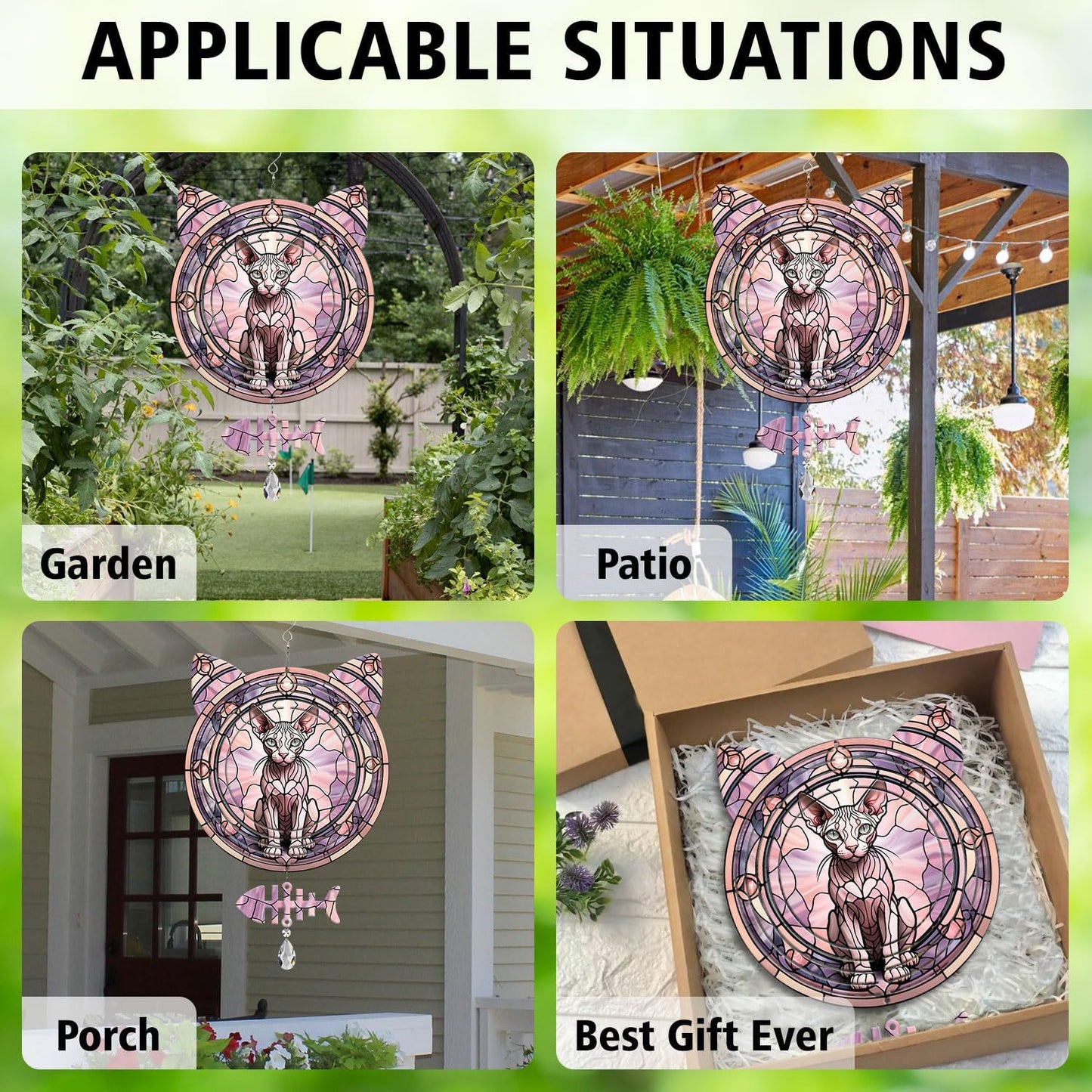 Sphynx Cat Wind Spinner, Sphynx Cat Wind Spinner Hanging for Yard and Garden