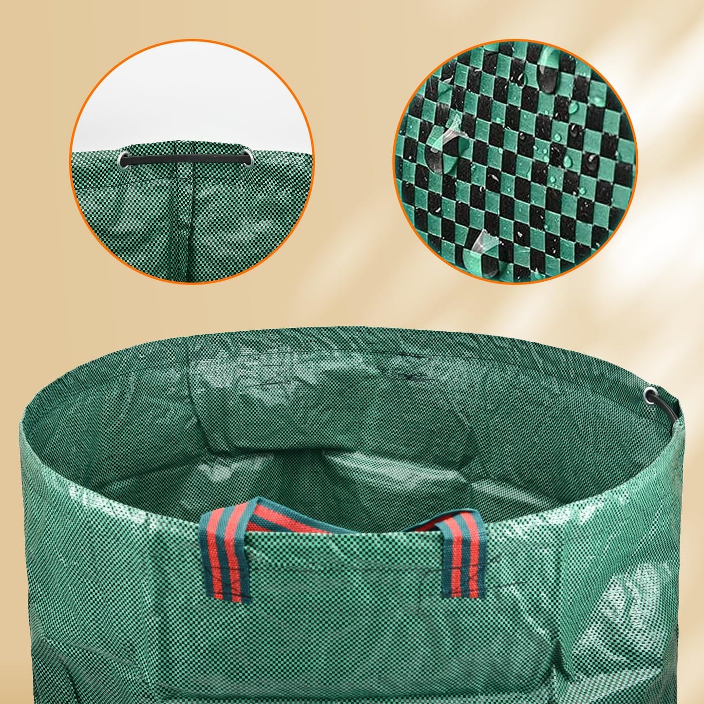 CAMPFIRE 3 Pack 72gallon Garden Waste Bags (H30, D26 Inches) With Handles, Heavy Duty Leaf Bags, Reusable Lawn Garden Bags And Yard Waste Bags, Suitable For Leaf Collectors