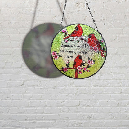 Stained Glass Window Hanging, 7.87" Luyseyha Sun Catcher for Window, Suncatcher Ornaments, Handmade Glass Art Cardinal Decor Wall Decor, Mother's Day, Birthday Gift for Women, Wife, Mom, Lovers