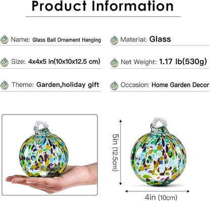 EUSTUMA Hand Blown Glass Witch Ball,Glass Ball Ornament Hanging Garden Gazing Ball Indoor Outdoor Home Décor. (4)