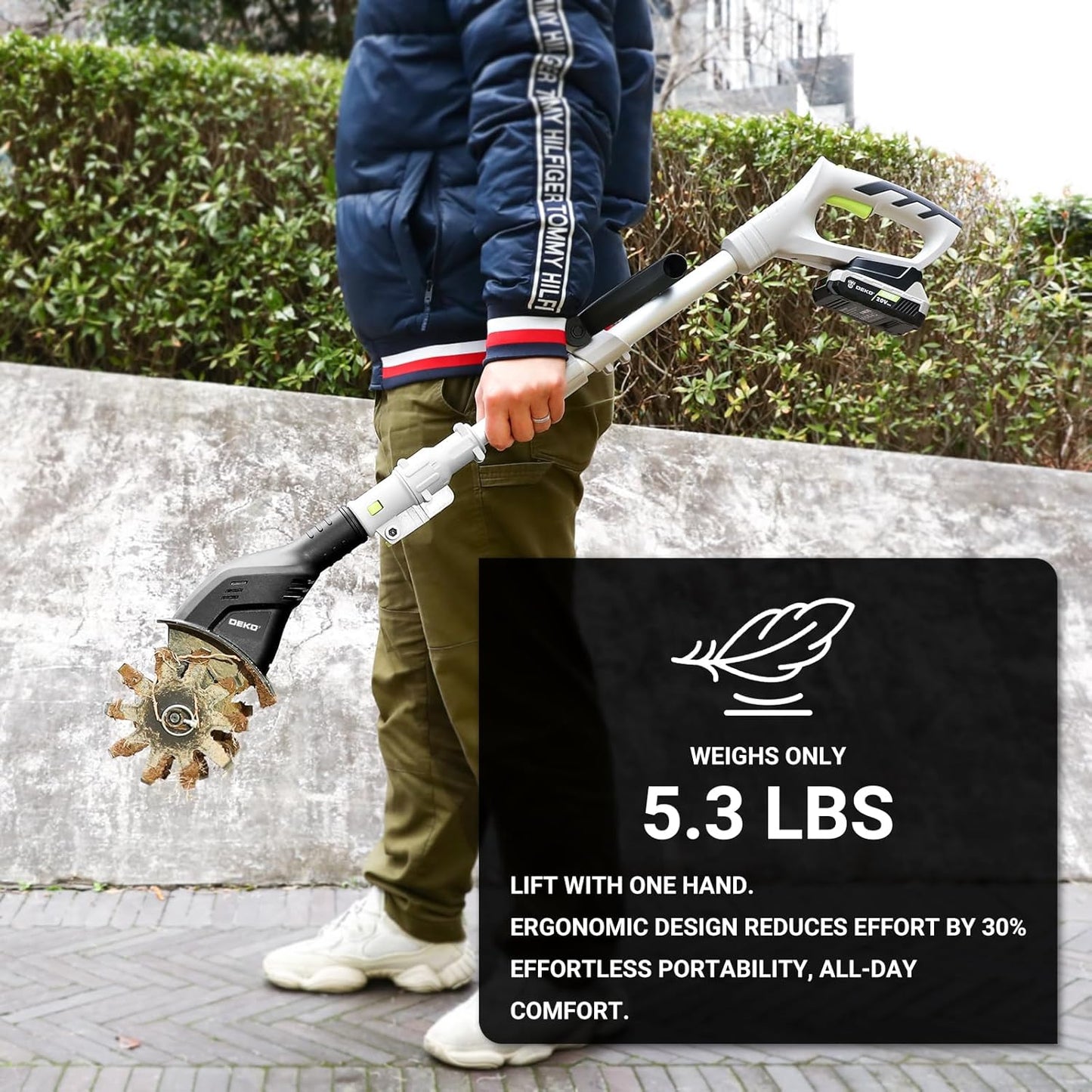 Cordless Electric Garden Tiller: DEKOPRO Power Cultivator for Effortless Soil Cultivation in Flower Beds, Vegetable Gardens, Lawns-Lightweight Lawn Yard Garden Tiller for Women & Seniors