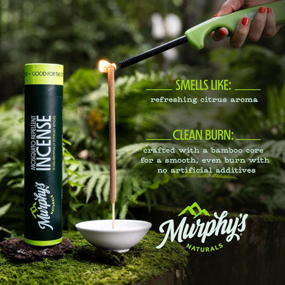 Murphy’s Naturals Mosquito Repellent Incense Sticks, 12 Count, DEET Free Bug Repellent with Citronella for Patio & Camping, 2.5+ Hours per Stick