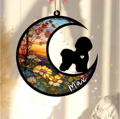 Personalized Dog Memorial, Custom Name Bichon Frise Dog Christmas Ornament with Name, Custom Breeds, Pet Loss Light Catcher, Gifts for Lovers Loss of Pet Sympathy on Mothers Day Christmas
