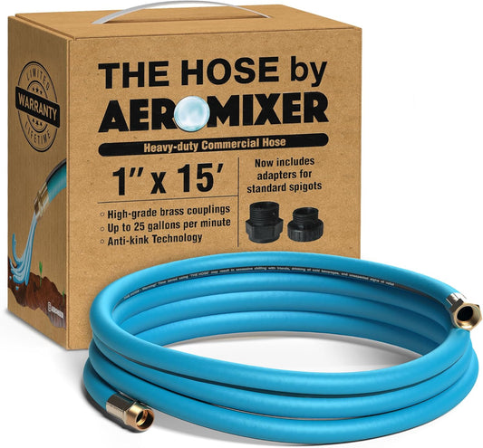Aeromixer THE HOSE - 1 Inch Garden Hose 15 Ft, Kinkless Commercial Garden Hoses, Heavy Duty Industrial Water Hoses for Outdoors, 650 PSI High-Pressure Watering Tool for Farming and Gardening