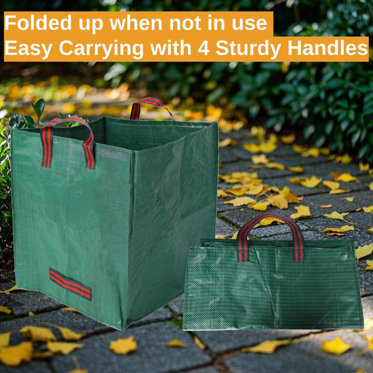 Heavy Duty Reusable Garden Bags with Reinforced Handles - 72-Gallon Leaf Collector & Yard Waste Bags, Portable Foldable Lawn Bags for Home, Garden, and Yard Cleanup