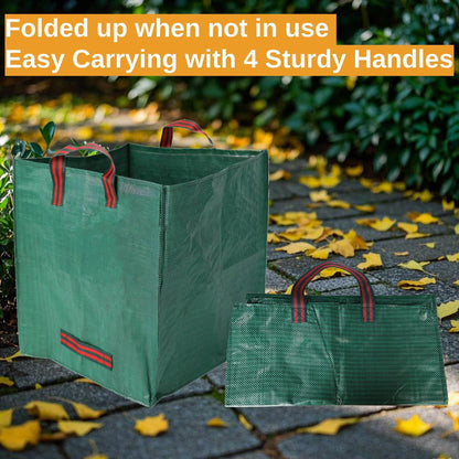 Heavy Duty Reusable Garden Bags with Reinforced Handles - 72-Gallon Leaf Collector & Yard Waste Bags, Portable Foldable Lawn Bags for Home, Garden, and Yard Cleanup