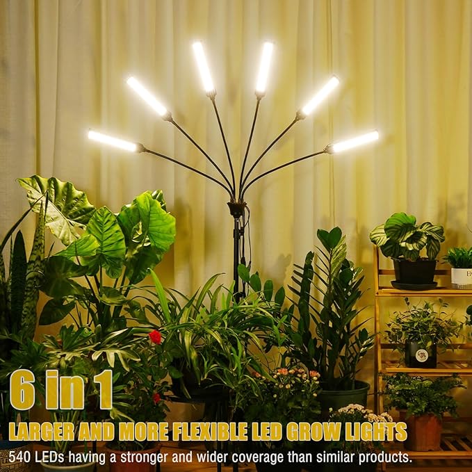 LED Grow Lights for Indoor Plants Full Spectrum, 540 LEDs Plant Lights for Indoor Growing with 58" Adjustable Stand, Plant Grow Lights with Auto 3/6/9/12/15/18H Timer for Indoor Tall Plants.
