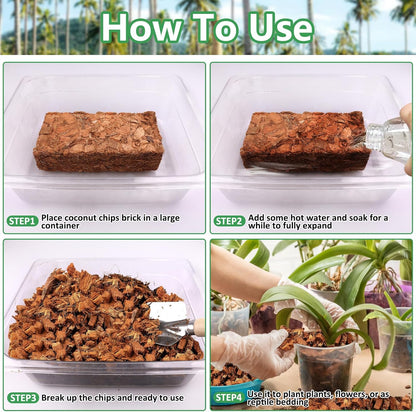 Legigo 6 Pack Coco Husk Chips- 6.6 LB 100% Organic Coconut Coir Chips Brick Potting Soil Mix with Low EC & PH Balance, Compressed Coconut Substrate Coco Chips Mulch Medium for Garden, Flowers, Plants