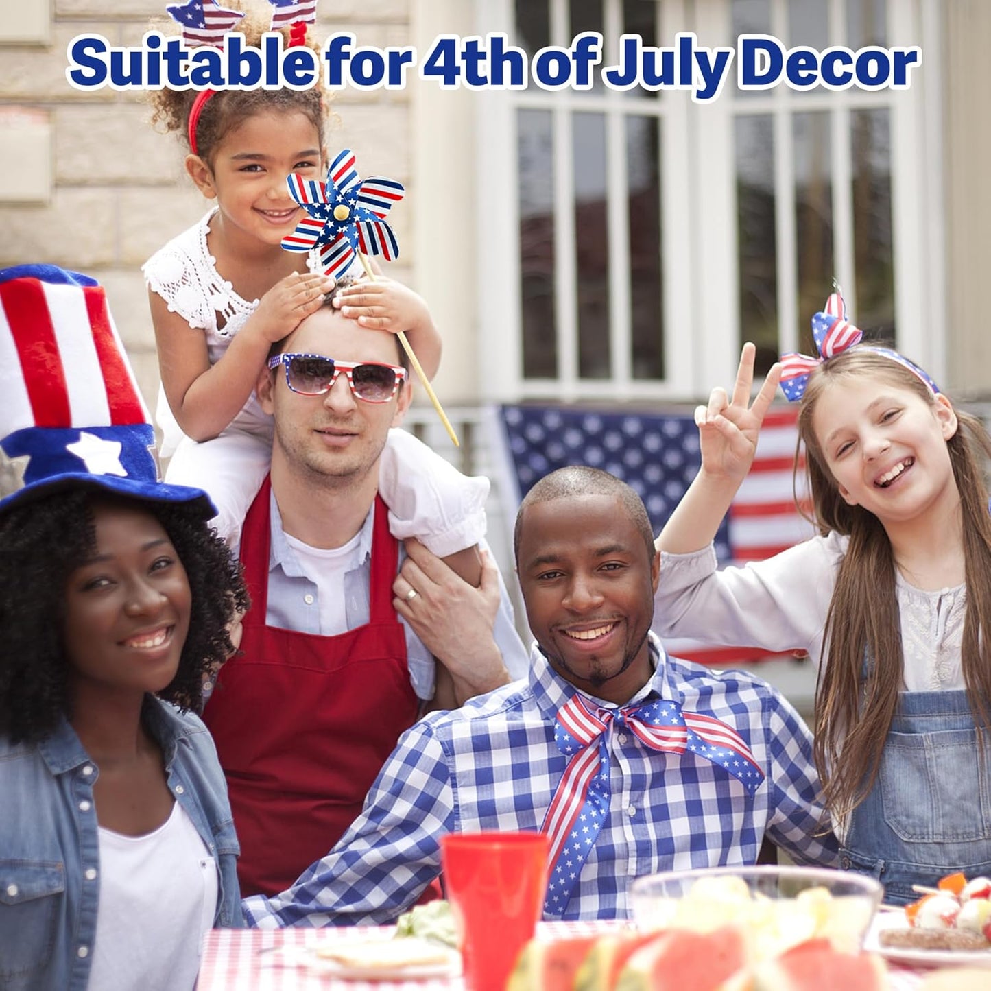 IiILittle 12 Pack Patriotic Pinwheels, No Assembly Required, American Flag Pinwheels, Wind Spinners for Yard for 4th of July Decor, Memorial Day Decor, Patriotic Outdoor Decor