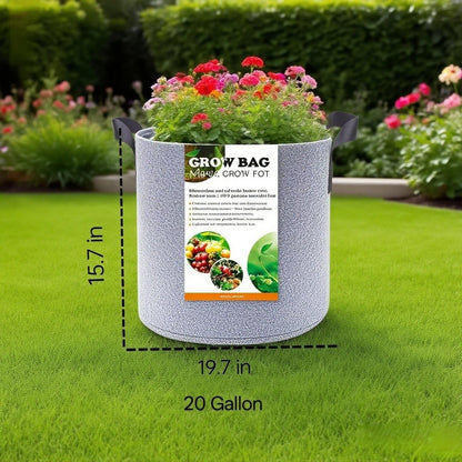 Grow Bags,Gallon Pot,Gallon Grow Bag,Fabric Plant Vegetable Pots,15-35 Gallon Nursery Pots,Deep Plant Pot, Gallon Grow Bags with Handles,3pcs(20 Gallon)