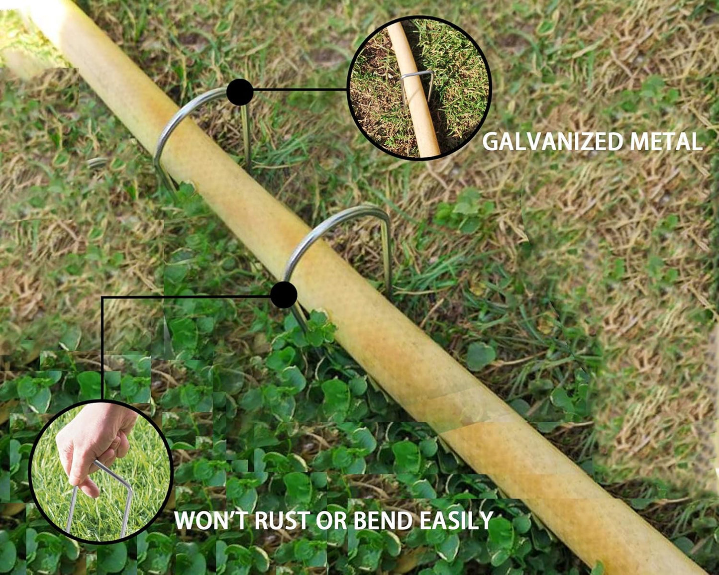 200 Pack 8 Inch Landscape Staples - Heavy Duty 11 Gauge Galvanized Steel Garden Stakes Staples - Weed Barrier Stakes U-Shaped Pins for Securing Pegs Irrigation Tubing Fabric Ground Sheets