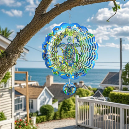 Wind Spinners,12 inch Sea Turtle with 360° Swivel Hook for Yard and Garden, Bird Wind Catcher, Metal Wind Spinners Outdoor for Lawn Hanging Crafts Decor Kinetic Yard Art Ornament Gifts