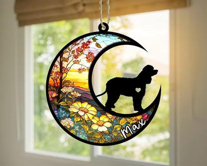 Personalized Dog Memorial, Custom Name Irish Water Spaniel Dog Christmas Ornament with Name, Custom Breeds, Pet Loss Light Catcher, Gifts for Lovers Loss of Pet Sympathy on Mothers Day Christmas
