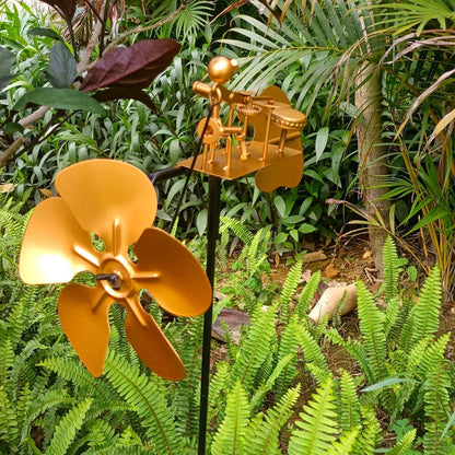 Metal Drummer Windmill Handmade Metal Garden Yard Decoration Wind Spinners Outdoor