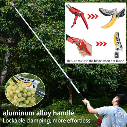 xixi-home Cut and Hold Pruners 4.6-9.8 Ft Long Reach Pole Saw Pruning Shears and Hold Bypass Pruner Extendable Tree Trimmer with Dedicated Serrations Telescoping Fruit Picker