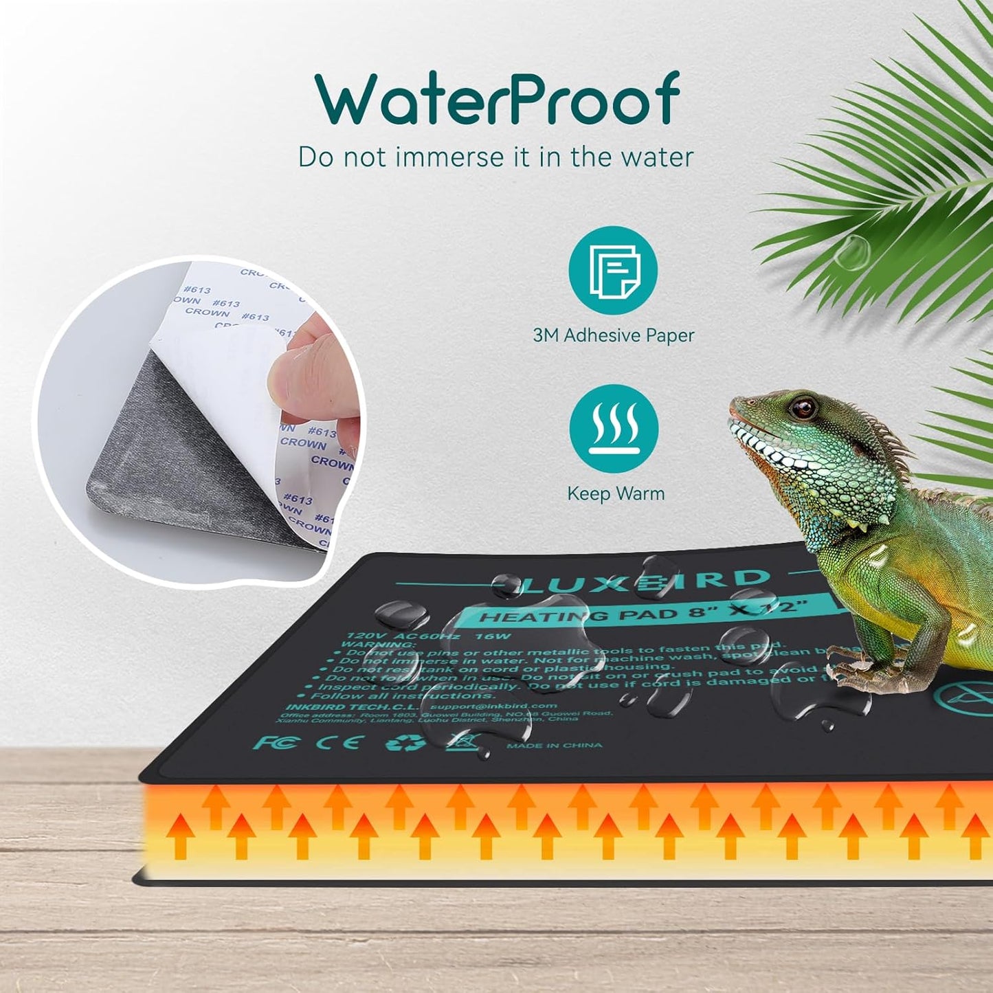 Luxbird Reptile Heating Pad 8x12 Inch with Dual Output Reptile Thermostat LB-2SC Combo Set Under Tank Terrarium Heating Mat for Turtles, Lizards, Frogs, and Other Reptiles