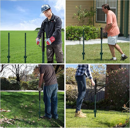 Black Fence Post Driver，16.5 Inch T Post Driver,12LB Hand Post Pounder with Handle, Heavy Duty Post Hole Diggers