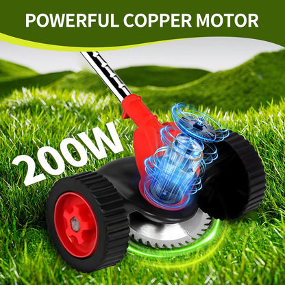 Wood Ranger Weed & Lawn Trimmer,3 in 1 Cordless Grass Trimmer,24V Cordless String Trimmer, Wheeled Weed Eater with 2 Batteries, Electric Lawn Edger Tool Set, 6-Inch Cutting Width(Red)