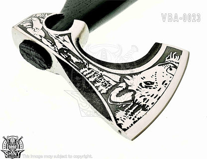 SHINY CRAFTS-Viking Axe Mens Axes Gifts for him Hatchet with Leather Sheath-Handmade Viking Axe with Carbon Steel Head Ashwood Handle Viking Gifts for Men with Premium Quality Leather Sheath (SCA 23)