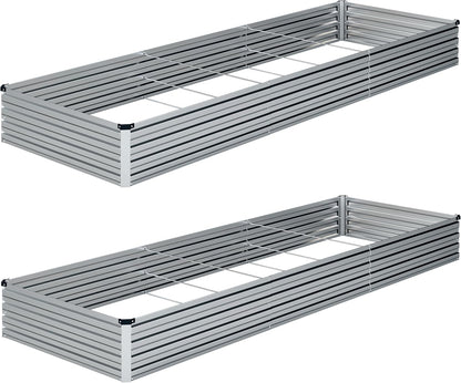 10×3×1FT(2PCS) Galvanized Raised Garden Bed Kit, Metal Planter Boxes，Large Outdoor Planters Garden for Planting Vegetables,Flowers,Herbs -Silver