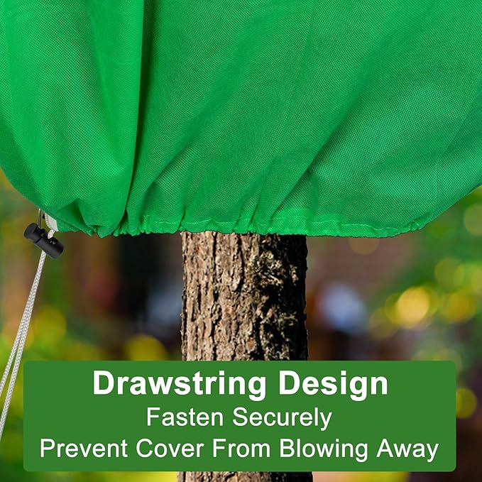 SPORTYOUTH 4 Pack Plant Covers Freeze Protection, 47.2" x 72" Large Winter Frost Blankets Cloth with Zipper Drawstring, 2.4 oz Reusable Jacket Cover Bags for Outdoor Plants Shrub Bush Tree Potted