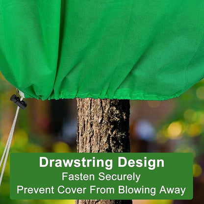 SPORTYOUTH 4 Pack Plant Covers Freeze Protection, 47.2" x 72" Large Winter Frost Blankets Cloth with Zipper Drawstring, 2.4 oz Reusable Jacket Cover Bags for Outdoor Plants Shrub Bush Tree Potted