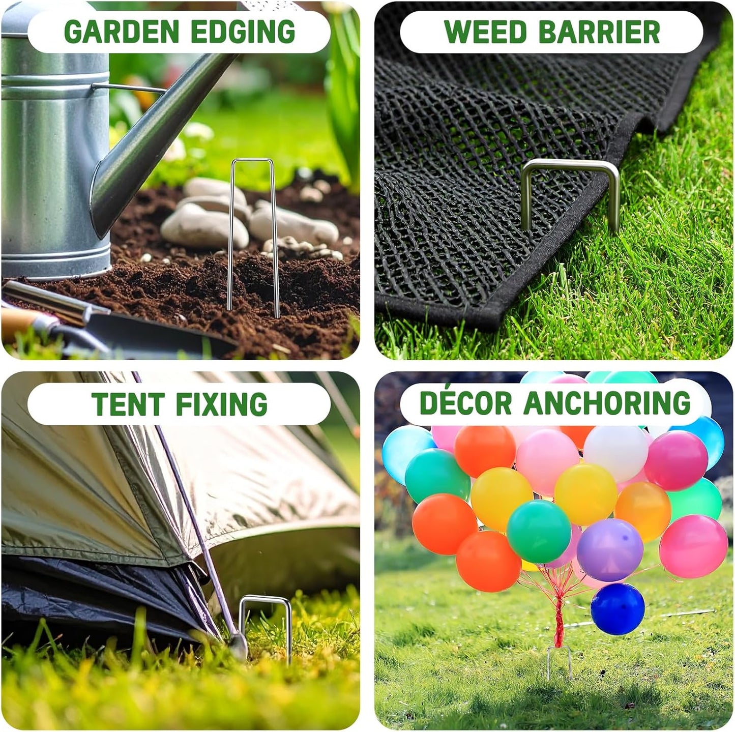Breezz 50 Pack Garden Staples 6 Inch 12 Gauge Galvanized Pins, Heavy-Duty Ground Stakes for Weed Barrier, Irrigation Tubing, Yard Fabric, Halloween & Christmas Decoration Anchoring