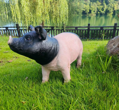 HOUDE Cute Pig Sculpture, 20.08 inches Long, decorates Outdoor Art Gardens, courtyards, lawns, and Indoor Public Spaces Such as Living Rooms and Balconies. (Black)