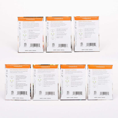 Seed Starter Kit – Harvest Garden | Non-GMO | Heirloom Seed Packets | Natural Wood Row Markers | Sustainable Healthy Living | Thanksgiving Garden | Fall Harvest