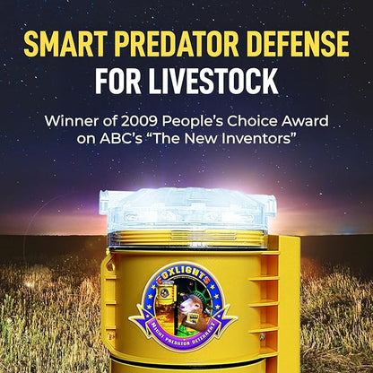 Foxlights Non-Solar Predator Deterrent Light – LED Night Guard Repeller for Chicken Coops, Poultry, Livestock, Gardens & Farms – Wildlife Control Against Foxes, Coyotes, Raccoons, Skunks & Bears