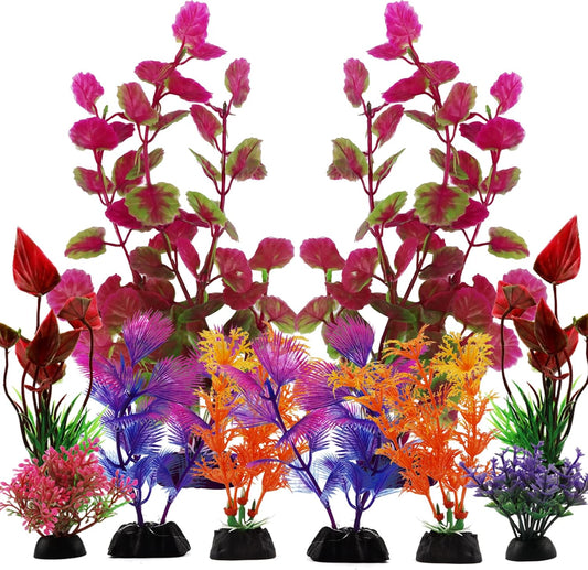 Aquarium Decorations Plants, 10pcs Aquarium Decor Colorful Plants, Fish Tank Accessories, Fish Tank