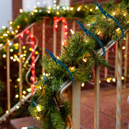 100pcs Christmas Garland Ties Green Flexible Self Locking Nylon Strap 15.7Inch Adjustable Reusable Garland Hanger Decorating Holiday Banister Twist Ties for Christmas Light Wreath Making Door Stairway
