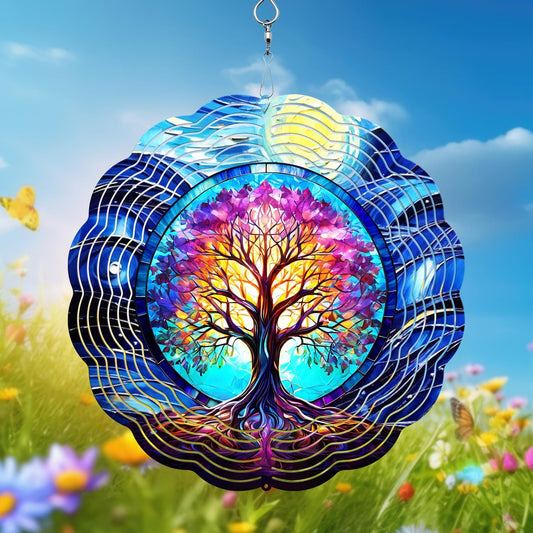 Tree of Life Wind Spinner, 3D Hanging Stainless Steel Garden Spinner, Wind Spinner Hanging for Outdoor & Indoor Décor, Unique Gifts for Yard Garden Decoration or Patio Décor (Tree of Life)