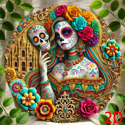 7.87inch Witch Sun Catchers Indoor Window The Day of Dead Skull Floral Acrylic Suncatcher Halloween Glass Window Hanging Gothic Decor with Chain for Home Garden Ornament Women Lover Gift