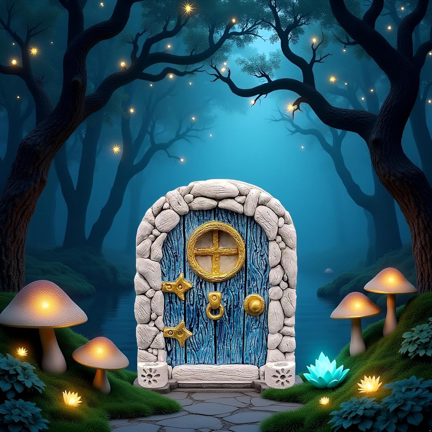 Blue Streak Archway Mini Fairy Garden Door for Tree, 3D Miniature Fairy Door for Fairytale Tiny House Doors, Bonsai Terrarium Micro Landscape Decoration Accessories Garden Miniatures