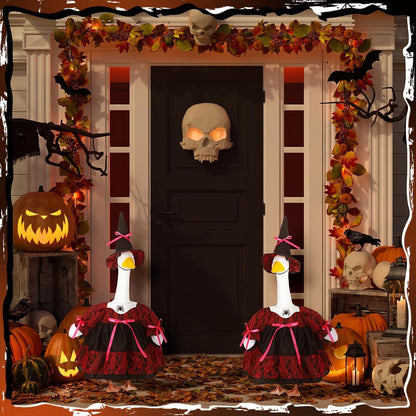 Suzile Halloween Porch Goose Outfit Witch Costume for 23" High Cement or Plastic Goose Clothes for Yard Lawn Outdoor Garden Patio Halloween Gothic Vampire Dress up Concrete Duck Statue Holiday Decor