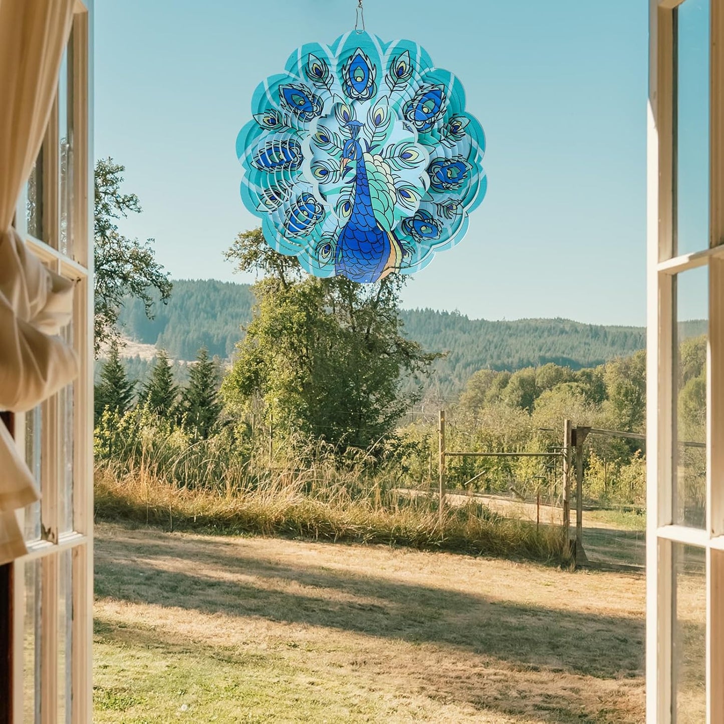 Peacock Wind Spinner Outdoor,12 inch 3D Sublimation Wind Spinners Hanging Wind Spinners Decor for Patios, Lawns, and Balconies