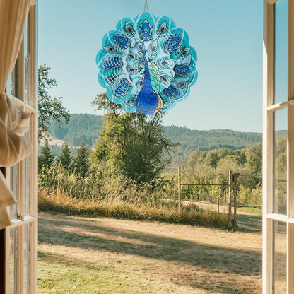 Peacock Wind Spinner Outdoor,12 inch 3D Sublimation Wind Spinners Hanging Wind Spinners Decor for Patios, Lawns, and Balconies