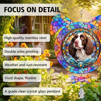American Water Spaniel Dog Ears Wind Spinner, American Water Spaniel Wind Spinner Hanging for Yard and Garden