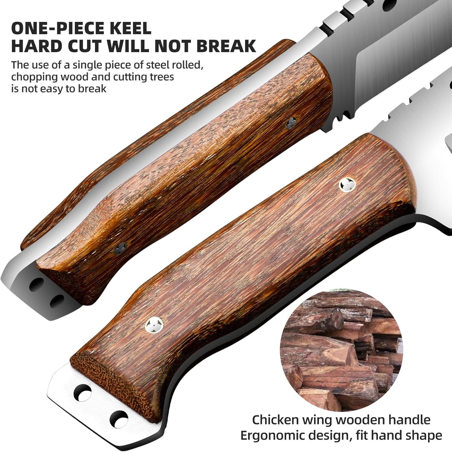 Machete with Sheath for Cutting Trees Heavy Duty, for Yard Work and for Bushcrafting Knife Sickle for Clearing Brush Garden Tools Construction Blade