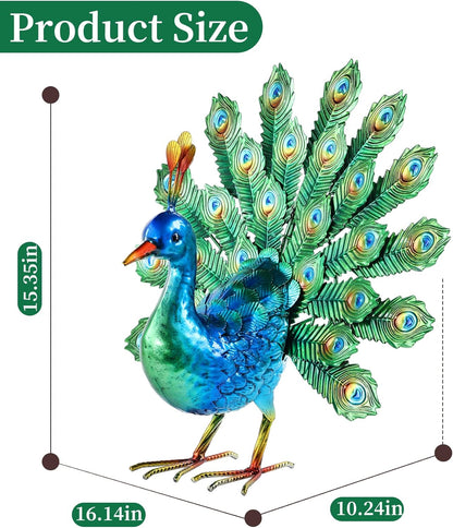 Metal Peacock Decor Garden Statue Yard Art Outdoor Sculpture for Lawn Patio Backyard Decoration,Housewarming Birthday Gifts for Women