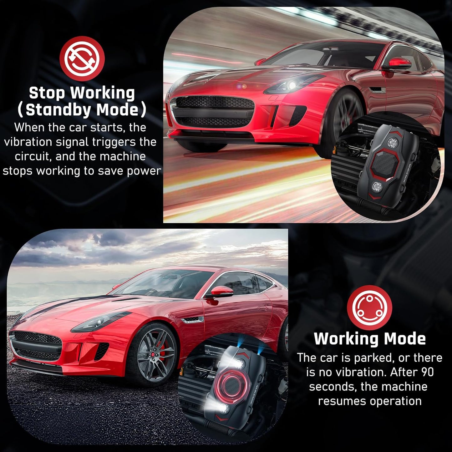 Rodent Repellent for Car Engines - Ultrasonic Mouse Repellent Under Hood, Upgraded 4 LED Strobe Lights, Plug-in & Battery Powered, Keep Rodents Out of Car, RV, Garage, Room, Indoor, Outdoor, 2 Pack
