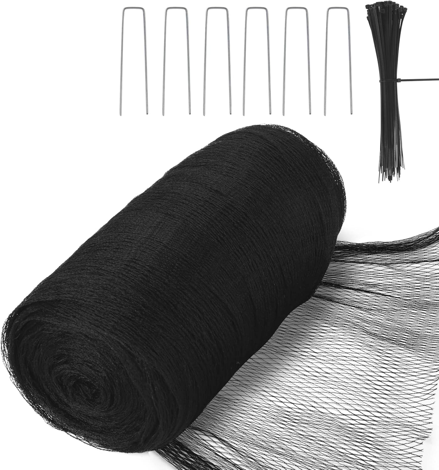Bird Netting for Garden - 28 x 30 FT Heavy Duty Anti Bird Netting Mesh with Ties and Landscape Staples for Vegetable, Fruit Trees & Other Plants, Lasting Against Birds Deer Squirrels and Poultry