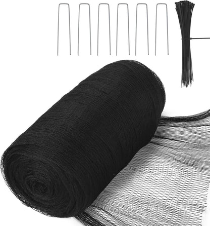 Bird Netting for Garden - 28 x 30 FT Heavy Duty Anti Bird Netting Mesh with Ties and Landscape Staples for Vegetable, Fruit Trees & Other Plants, Lasting Against Birds Deer Squirrels and Poultry
