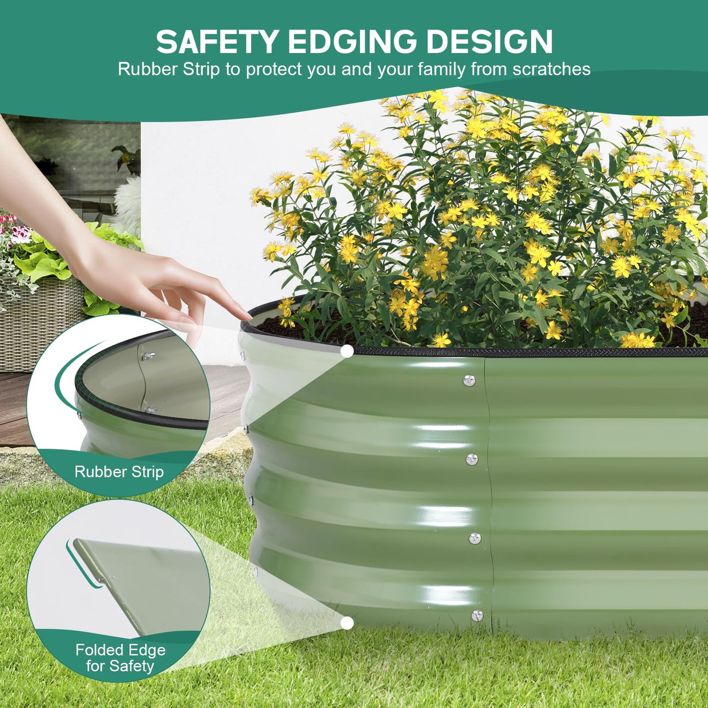 BIRDSINYARD Galvanized Raised Garden Bed, 4x2x1ft, 2 Pack, Olive Green
