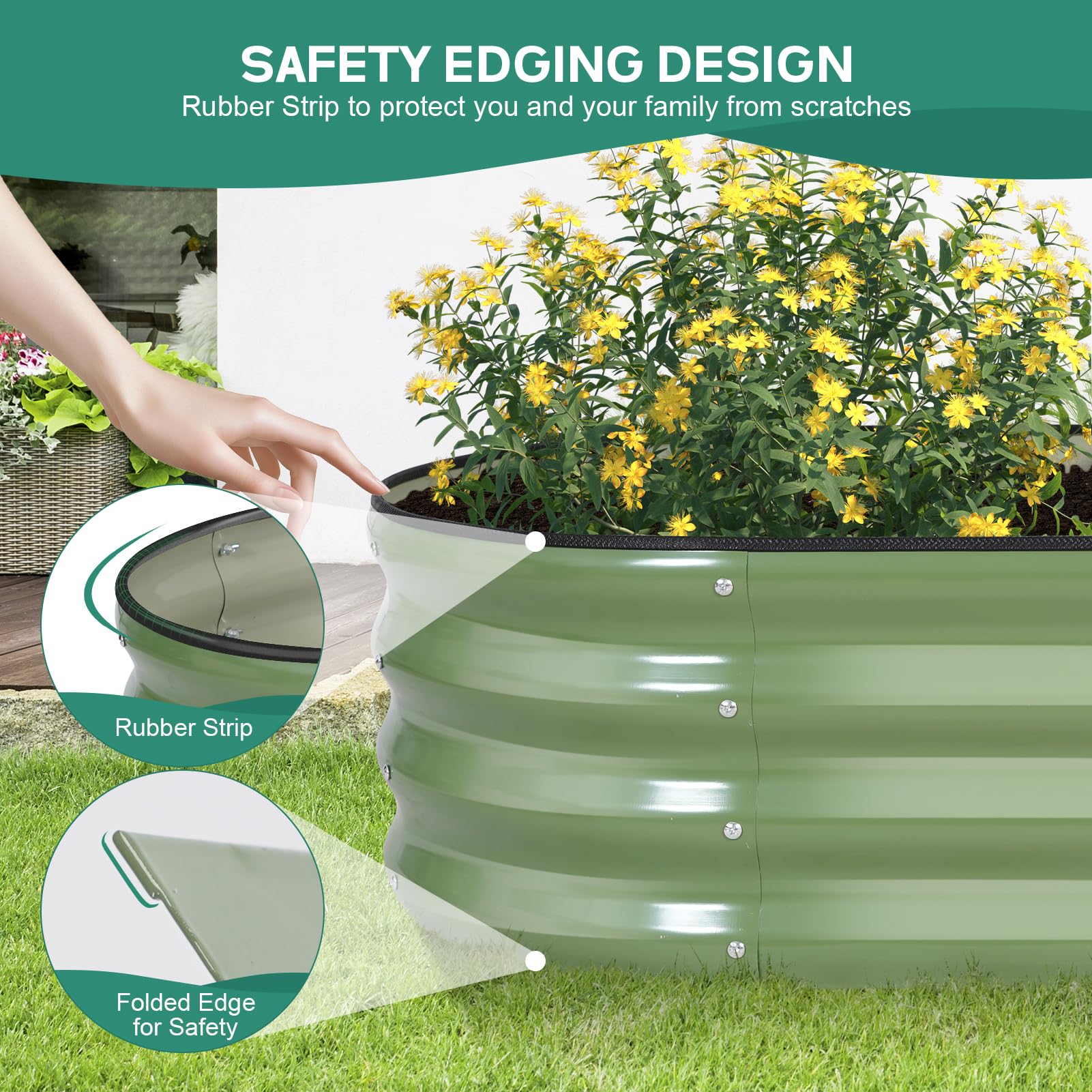 BIRDSINYARD Galvanized Raised Garden Bed, 4x2x1ft, 2 Pack, Olive Green