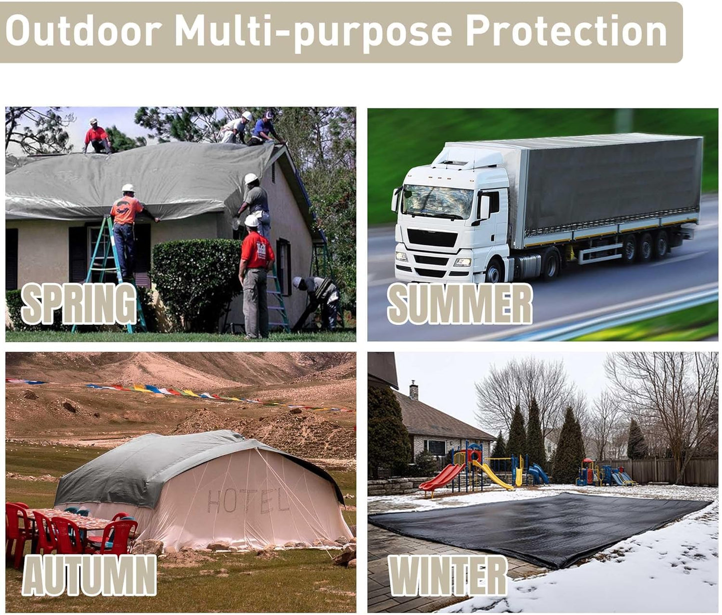 Yescom 12x24 Ft 10 Mil Poly Tarp Protective Cover Tarpaulin Heavy Duty Reversible Silver Black Tarps