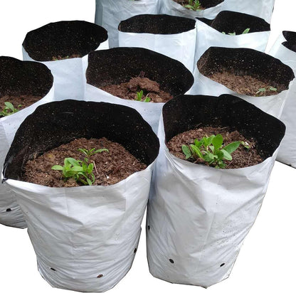 HFS(R Poly Grow Bag Planters Panda Film Black and White for Nursery Horticulture 5 Gallon - 25 PC (Pack of 2)