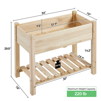 Yaheetech 34" Raised Garden Bed with Legs, Wooden Planter Box, 1Pcs